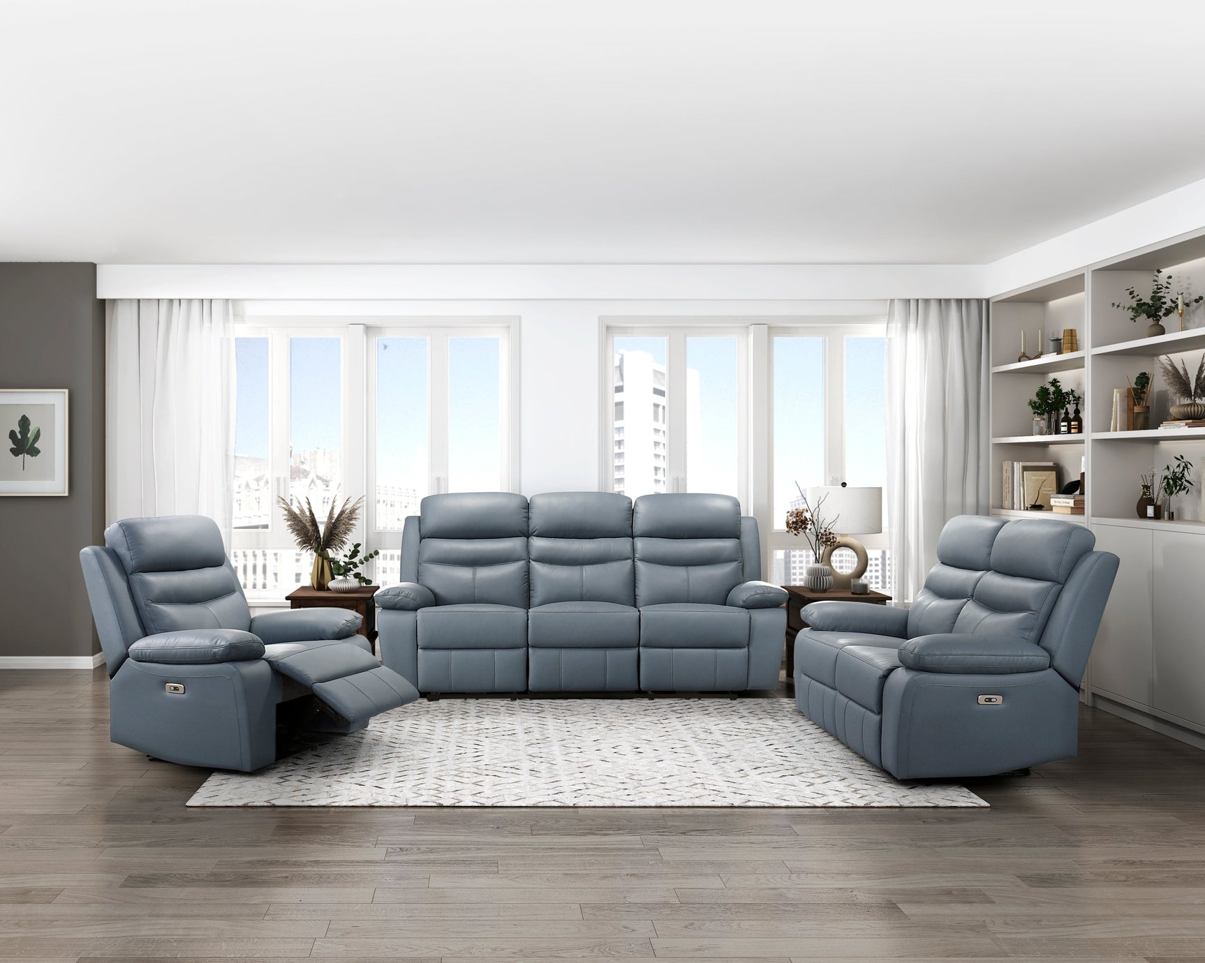 Hancock Gray Power Double Reclining Sofa - Ornate Home