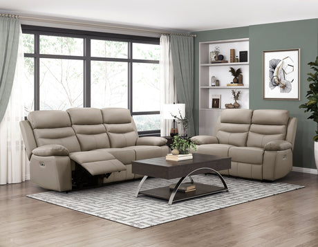 Hancock Latte Power Double Reclining Loveseat - Ornate Home