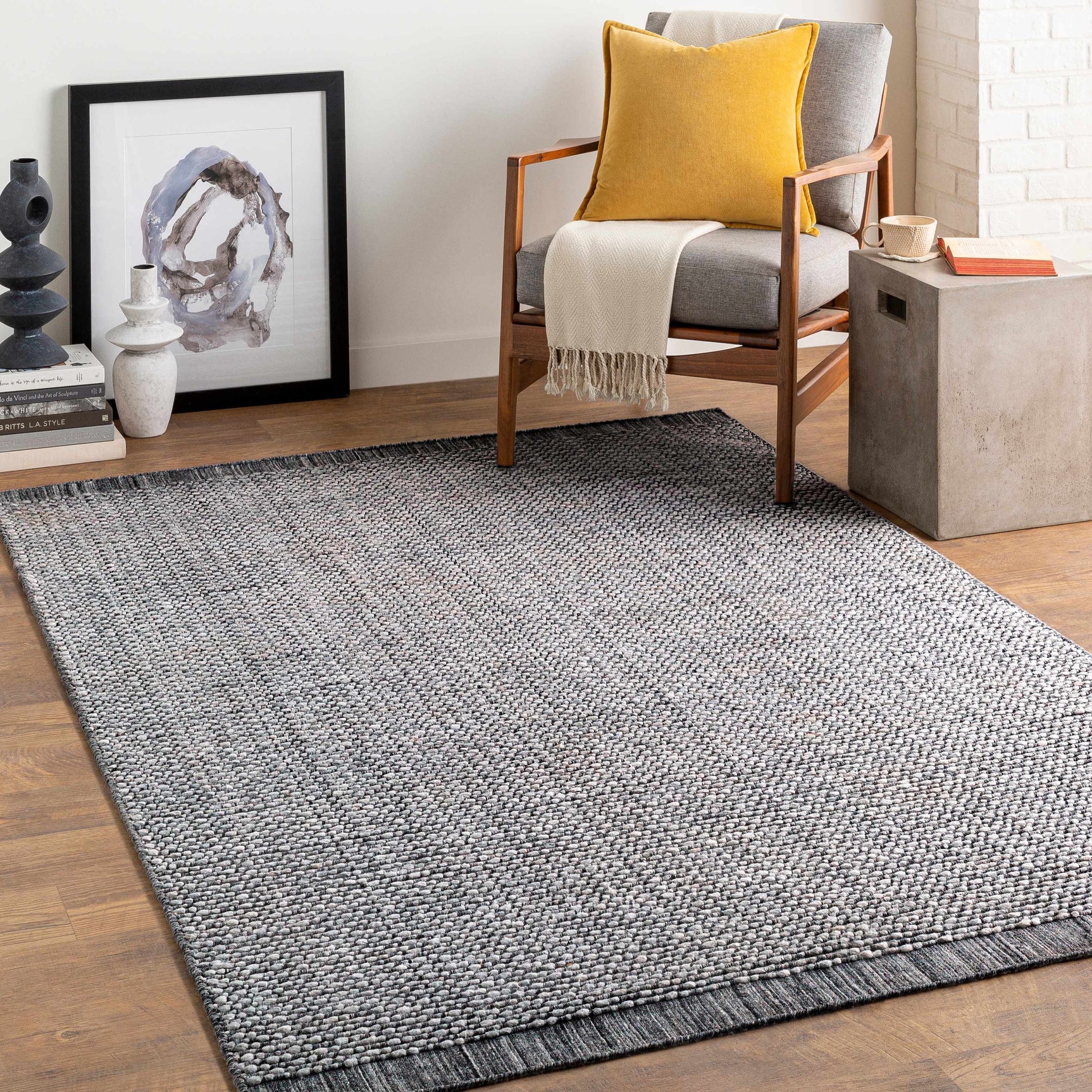 Hand Loomed Light Gray Area Rug - Clearance - Ornate Home