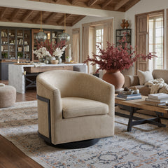 Hanko Golden Beige Swivel Chair - Ornate Home