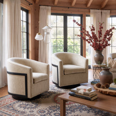 Hanko Golden Beige Swivel Chair - Ornate Home