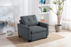 Hannah Dark Gray 35"W Woven Fabric Convertible Sleeper Chair - Ornate Home