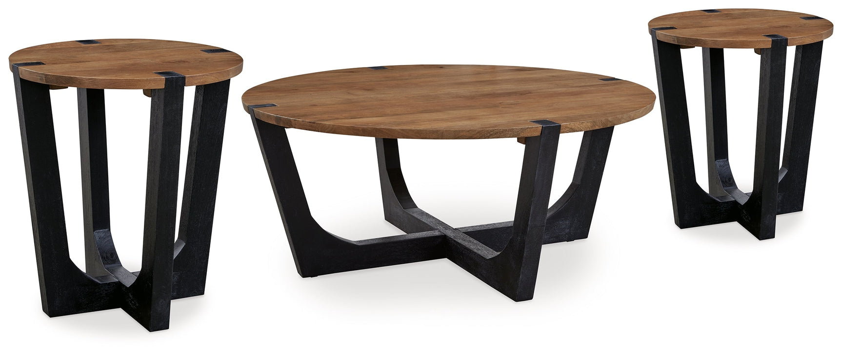 Hanneforth Brown/Black Coffee Table and 2 End Tables (Online Special Price) - Ornate Home