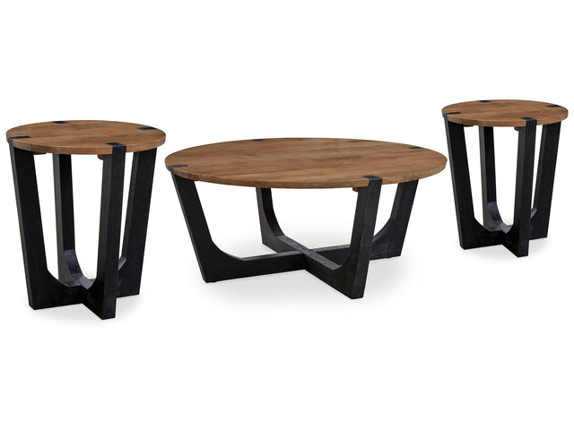 Hanneforth Brown/Black Coffee Table and 2 End Tables - Ornate Home