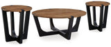 Hanneforth Brown/Black Coffee Table and 2 End Tables - Ornate Home