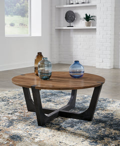 Hanneforth Brown/Black Coffee Table and 2 End Tables - Ornate Home