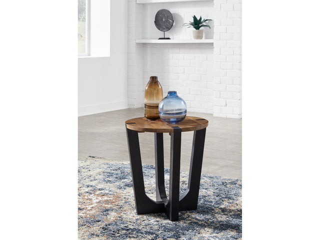 Hanneforth Brown/Black End Table - Ornate Home