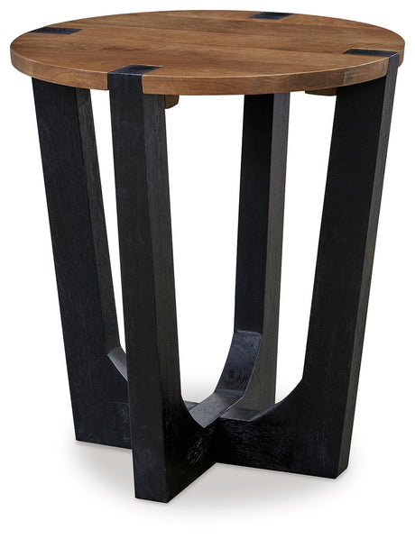 Hanneforth Brown/Black End Table - Ornate Home