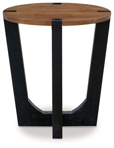 Hanneforth Brown/Black End Table - Ornate Home