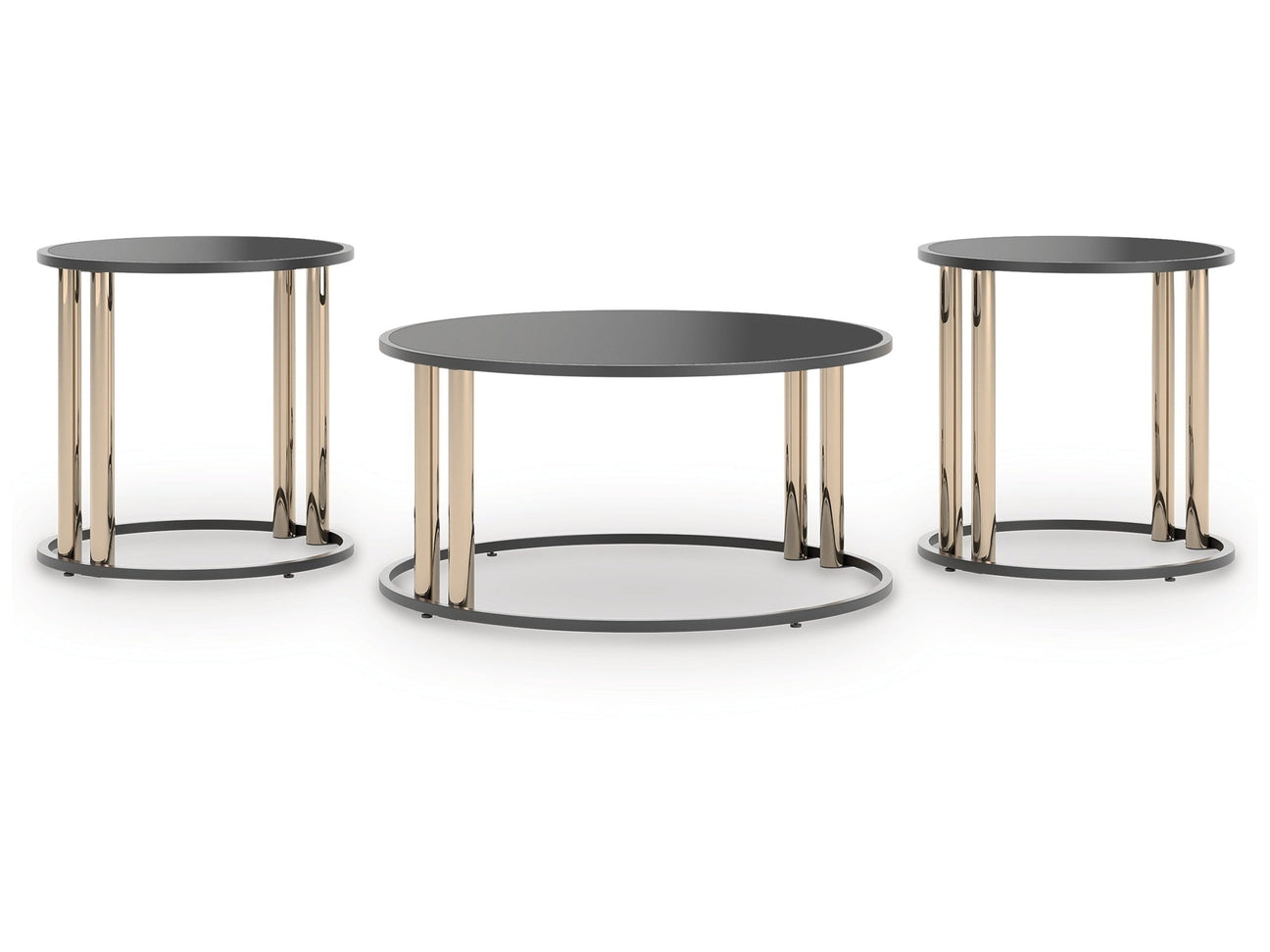 Hannerly Black/Gold Occasional Table Set (Set of 3) (Online Special Price) - Ornate Home