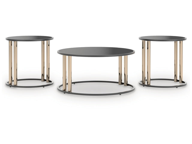 Hannerly Black/Gold Occasional Table Set (Set of 3) (Online Special Price) - Ornate Home