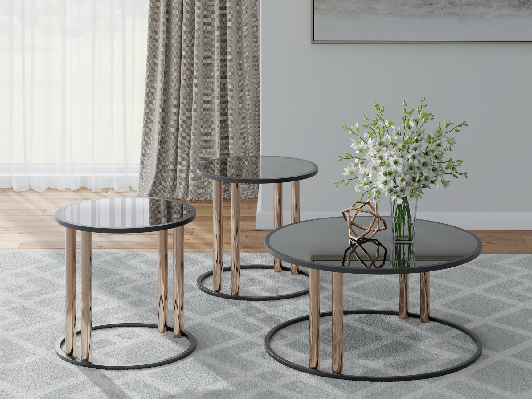 Hannerly Black/Gold Occasional Table Set (Set of 3) (Online Special Price) - Ornate Home