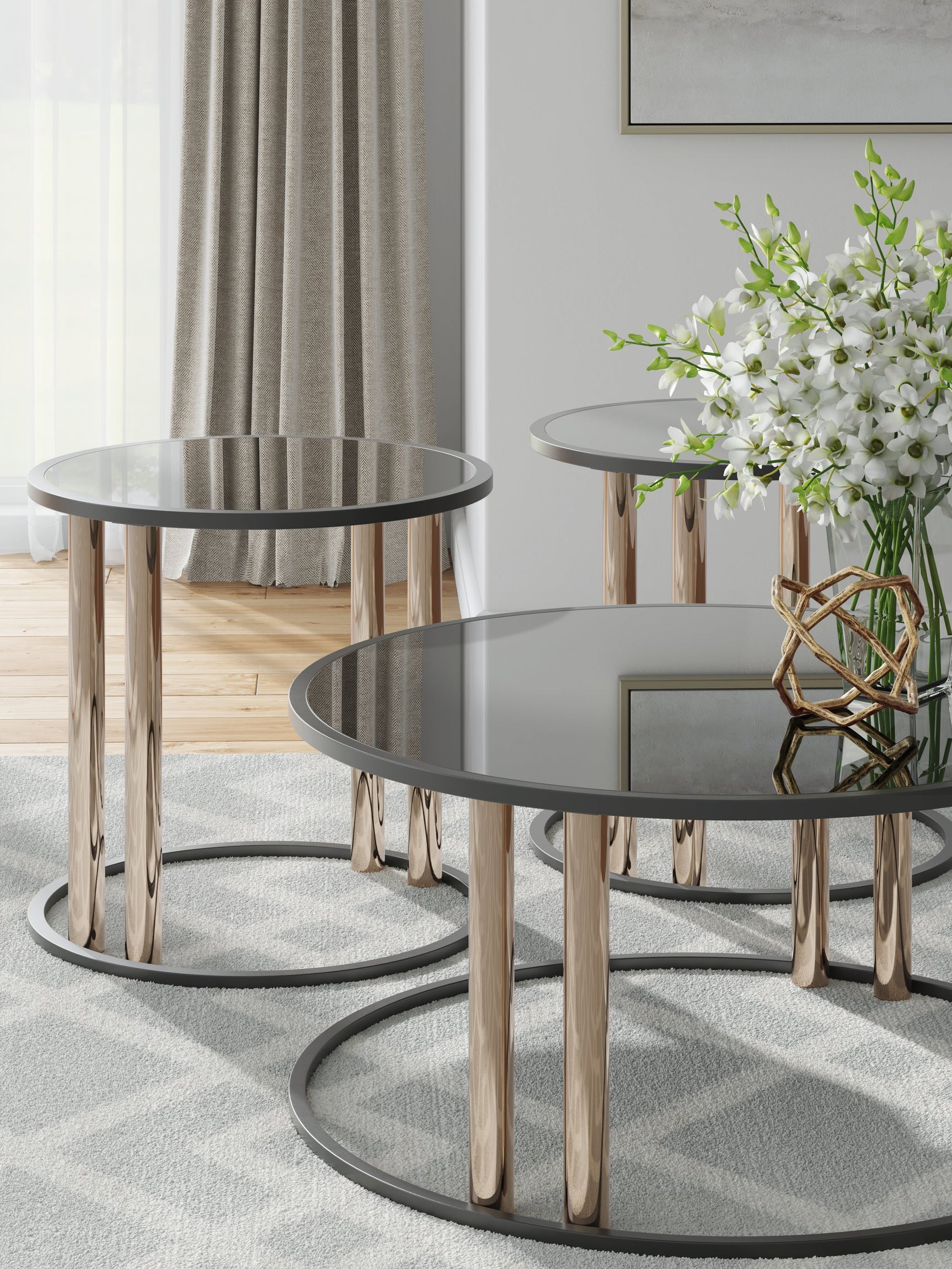 Hannerly Black/Gold Occasional Table Set (Set of 3) (Online Special Price) - Ornate Home