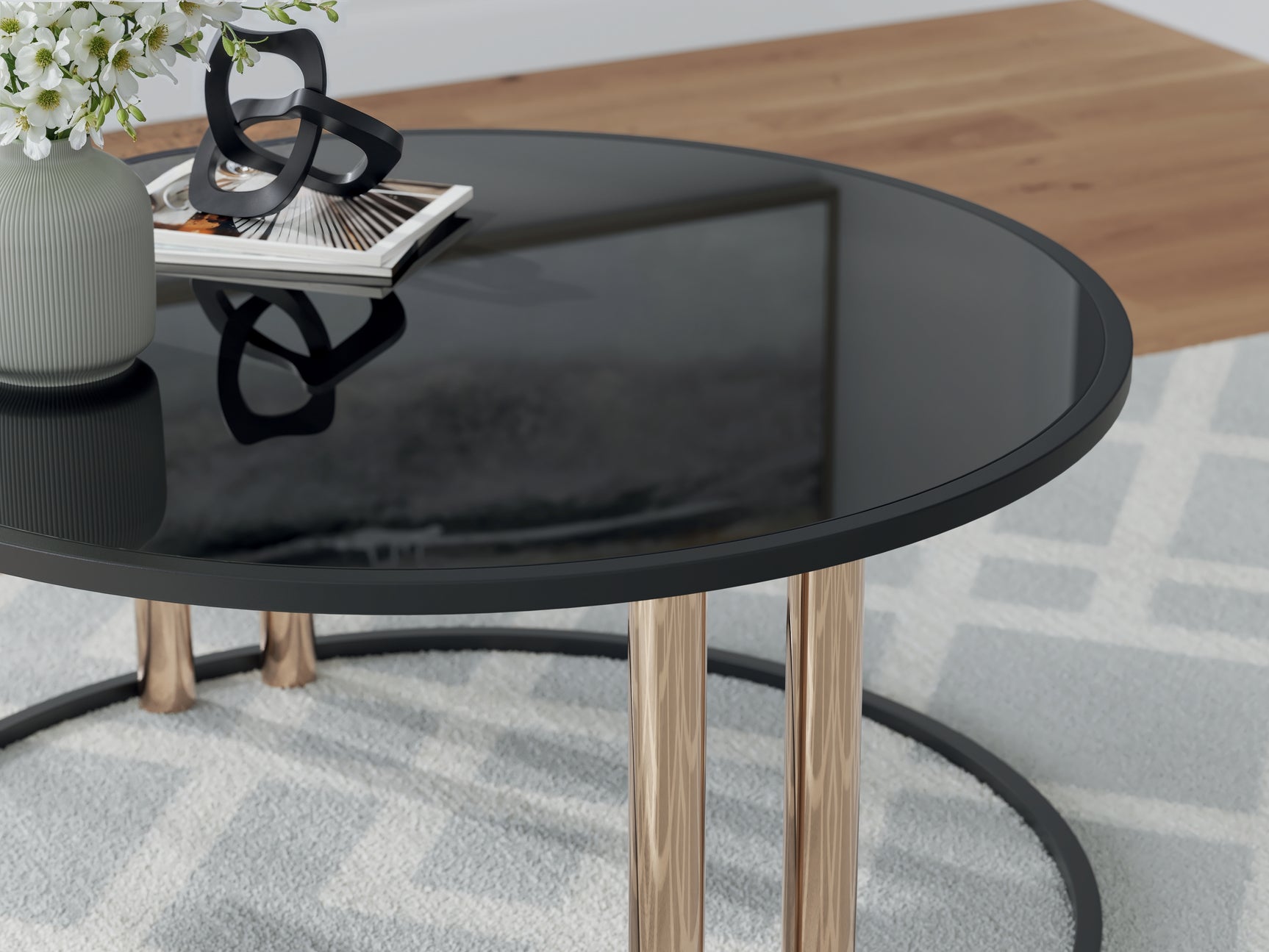 Hannerly Black/Gold Occasional Table Set (Set of 3) - Ornate Home