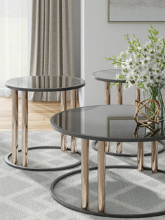 Hannerly Black/Gold Occasional Table Set (Set of 3) - Ornate Home