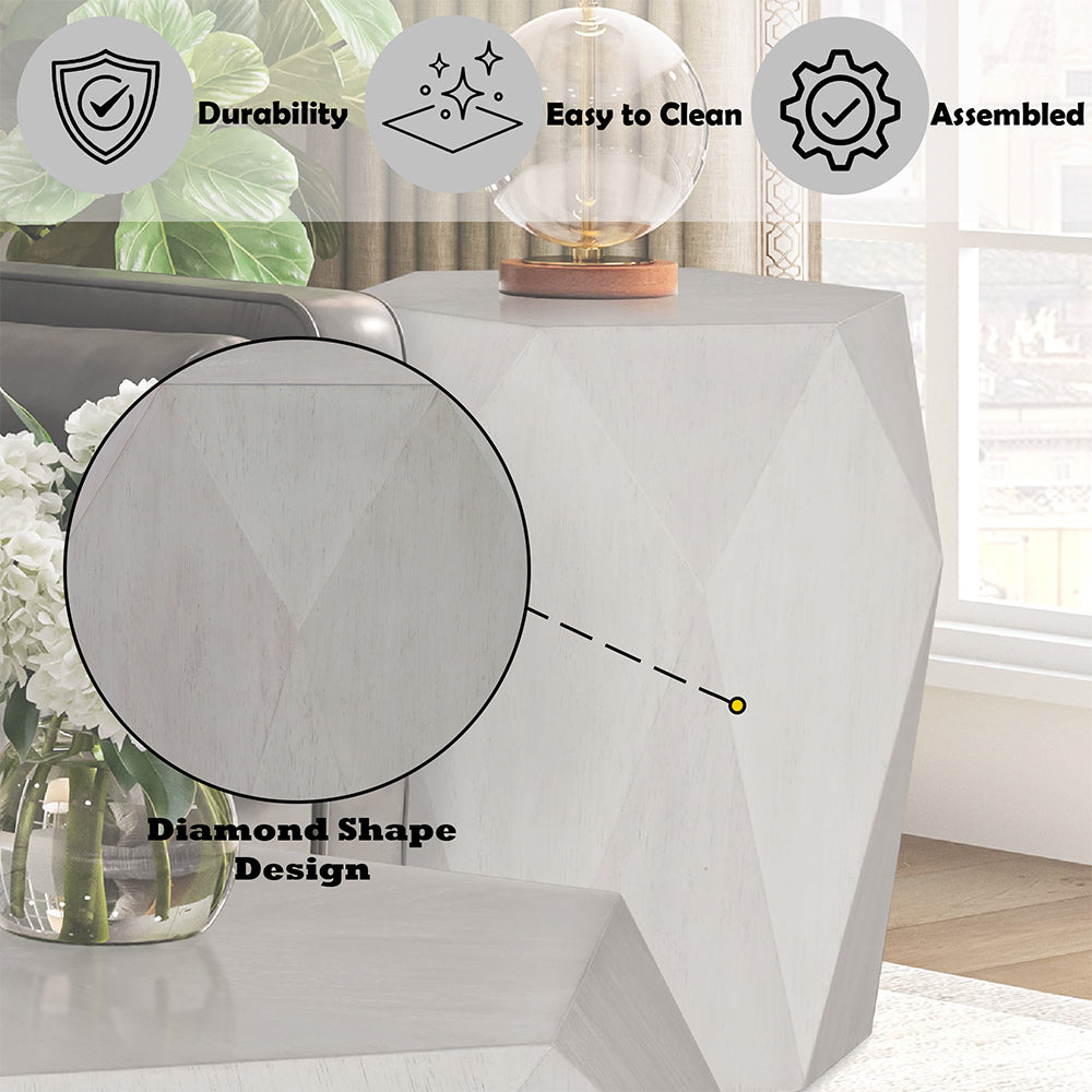 Hanniel Antique White End Table - Ornate Home