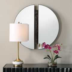 Hanover Bronze/Brown Divided Round Mirror - Ornate Home