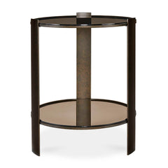 Hanson Bronze & Dark Glass Side Table - Ornate Home