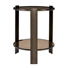 Hanson Bronze & Dark Glass Side Table - Ornate Home