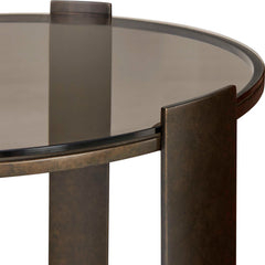 Hanson Bronze & Dark Glass Side Table - Ornate Home
