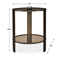 Hanson Bronze & Dark Glass Side Table - Ornate Home