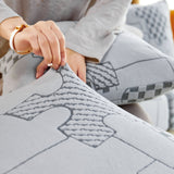 Happy Puzzle Jacquard Fleece Stretchable Cushion Cover, Non-Slip L Shaped Couch Covers for Pets - Ornate Home