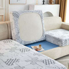 Happy Puzzle Jacquard Fleece Stretchable Cushion Cover, Non-Slip L Shaped Couch Covers for Pets - Ornate Home