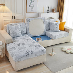 Happy Puzzle Jacquard Fleece Stretchable Cushion Cover, Non-Slip L Shaped Couch Covers for Pets - Ornate Home