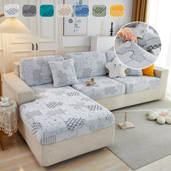 Happy Puzzle Jacquard Fleece Stretchable Cushion Cover, Non-Slip L Shaped Couch Covers for Pets - Ornate Home