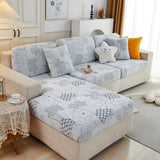 Happy Puzzle Jacquard Fleece Stretchable Cushion Cover, Non-Slip L Shaped Couch Covers for Pets - Ornate Home