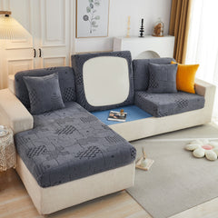 Happy Puzzle Jacquard Fleece Stretchable Cushion Cover, Non-Slip L Shaped Couch Covers for Pets - Ornate Home