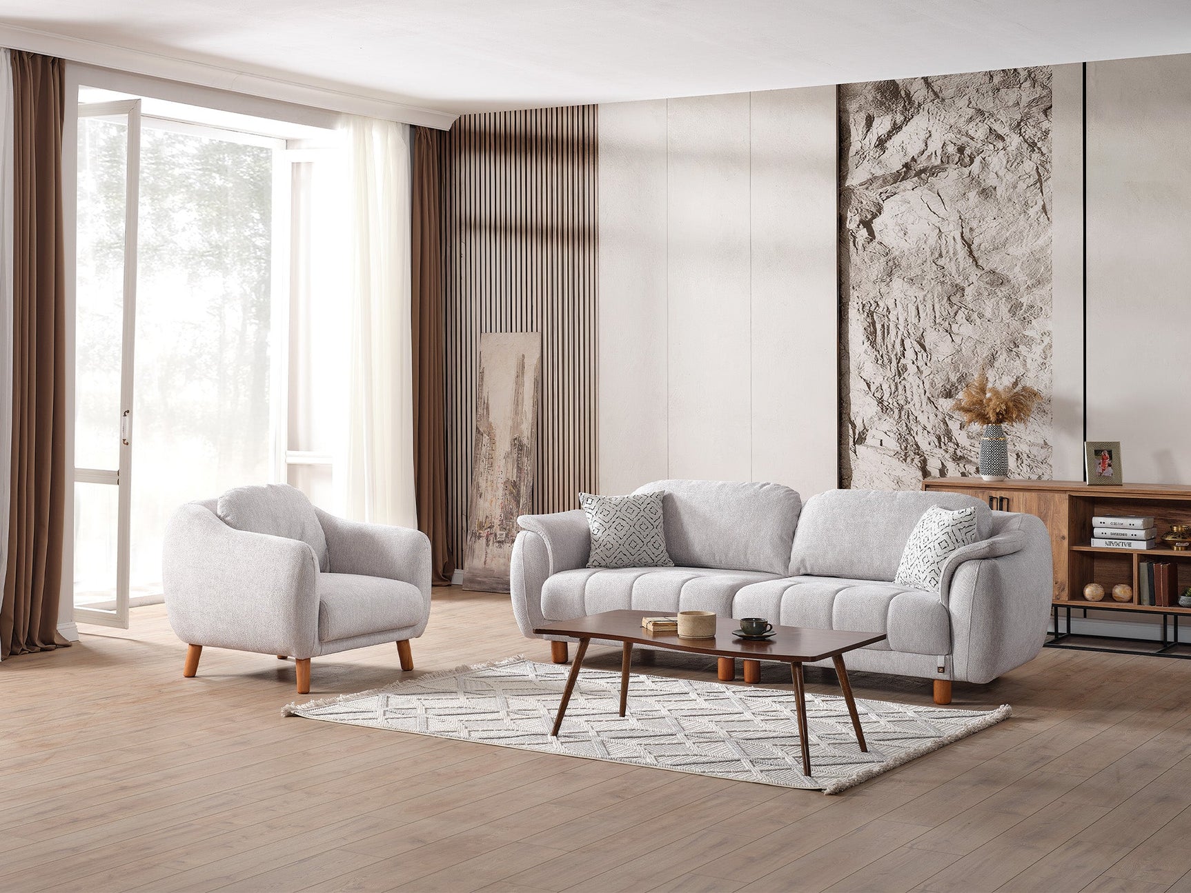 Happy Grey Stationary Sofa
