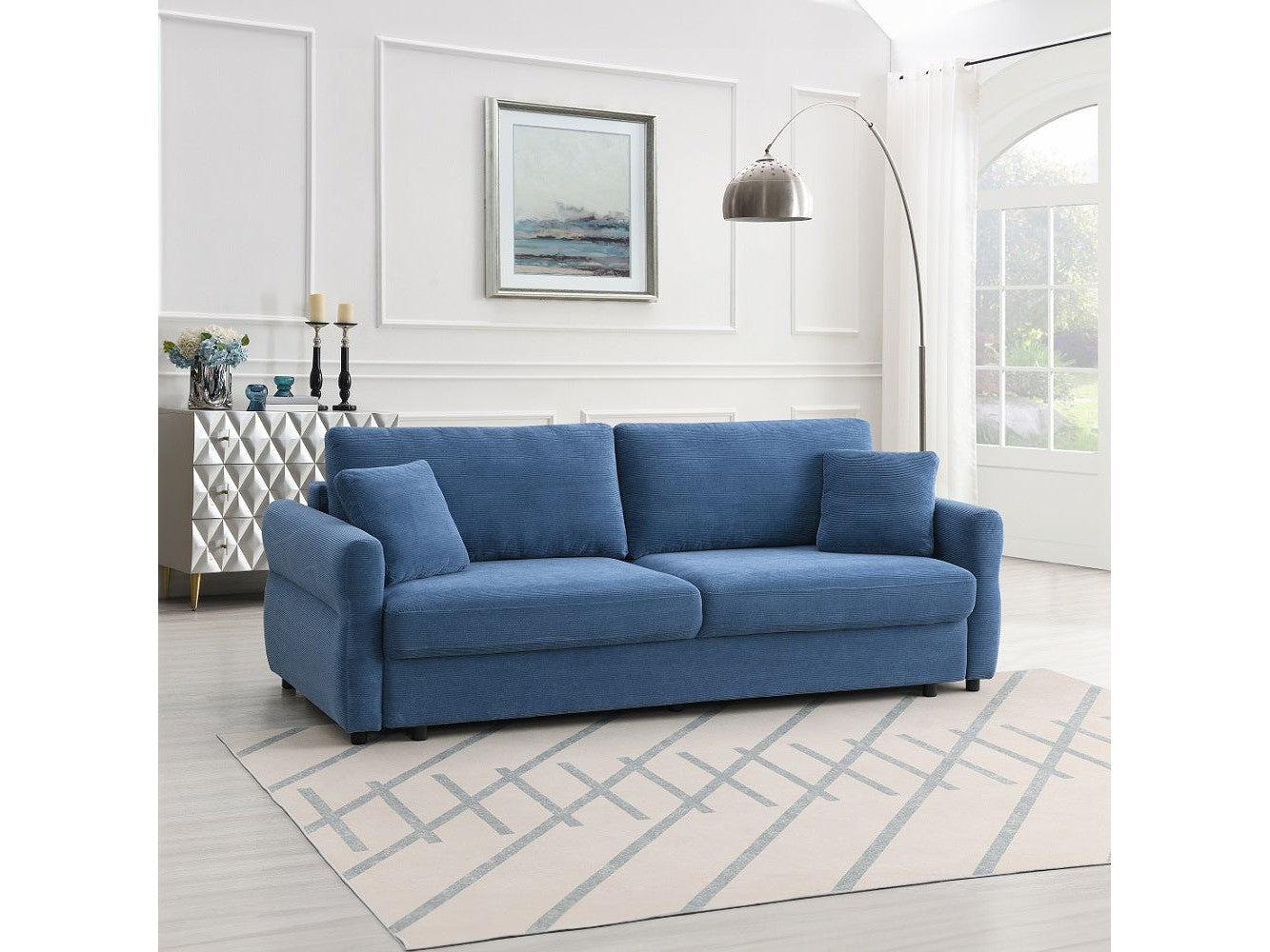 Haran Blue Sofa W/Sleeper - Ornate Home