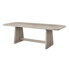 Harbor Brown/Woodtone Herringbone Indoor-Outdoor Dining Table - Ornate Home