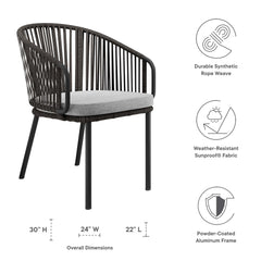 Harbor Charcoal/Gray Outdoor Patio Armchair - Ornate Home