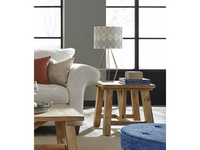 Harby Reclaimed Wood Square Side Table in Rustic Tawny - Ornate Home