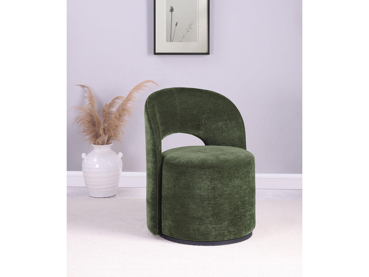 Harjo Olive Green Velvet Upholstered Swivel Accent Chair - Ornate Home