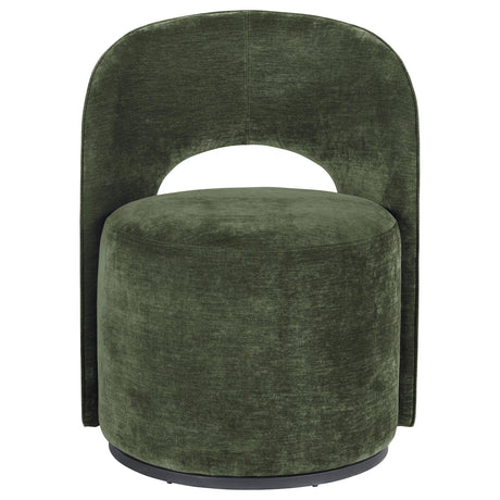 Harjo Olive Green Velvet Upholstered Swivel Accent Chair - Ornate Home