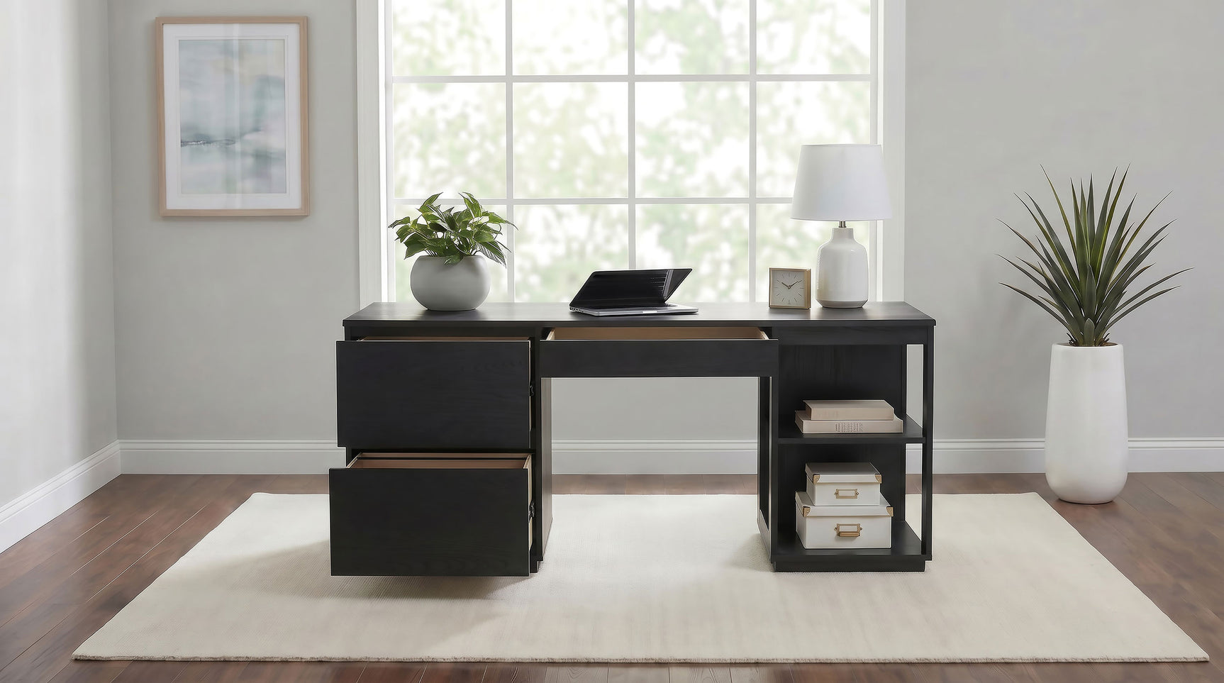 Harkes Coffee Bean 75-inch 3-drawer Computer Desk with Adjustable Shelf - Ornate Home