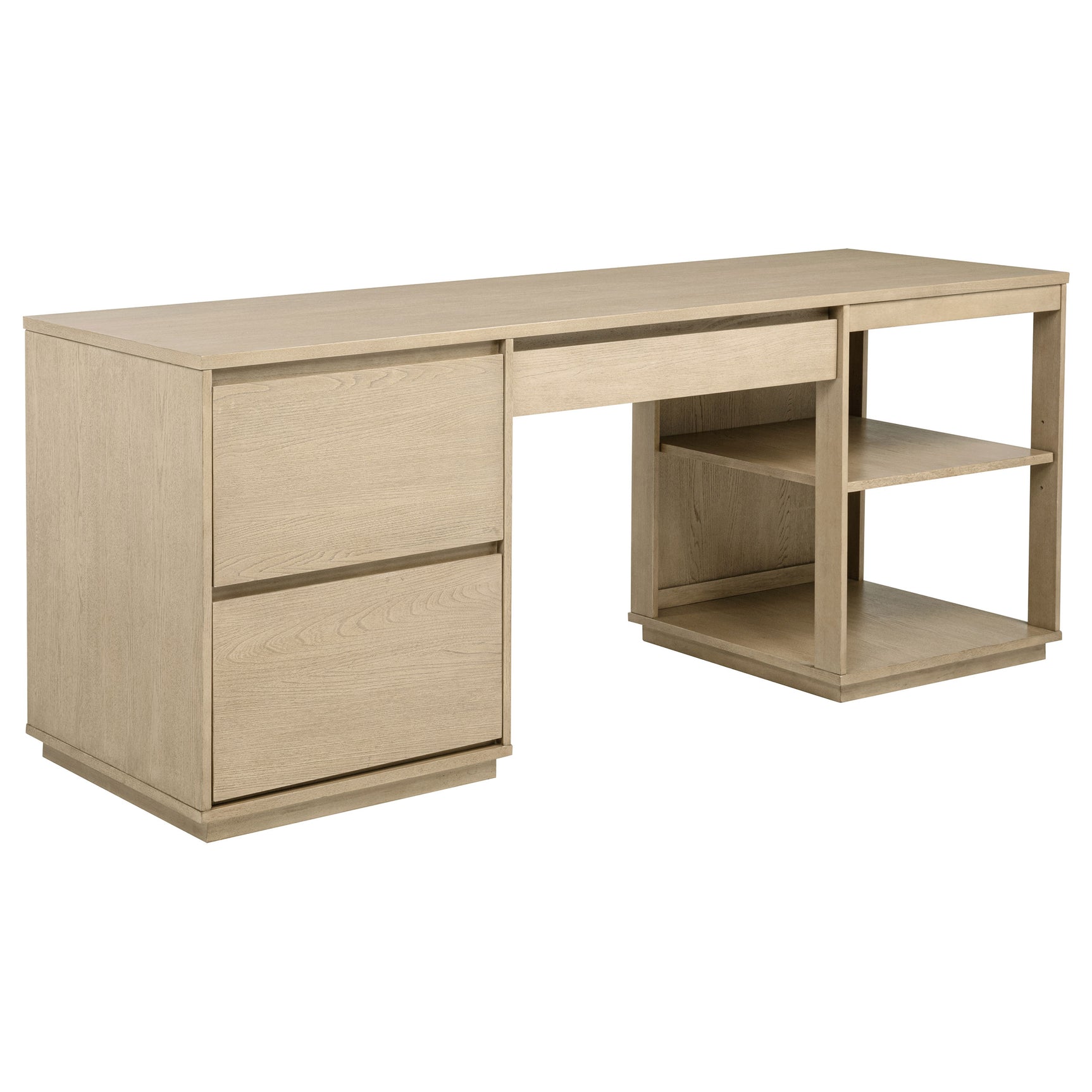 Harkes Light Elm 75-inch 3-drawer Computer Desk with Adjustable Shelf - Ornate Home
