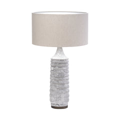 Harlan Gray Beige-Toned Fabric Shade Concrete Base Table Lamp - Ornate Home