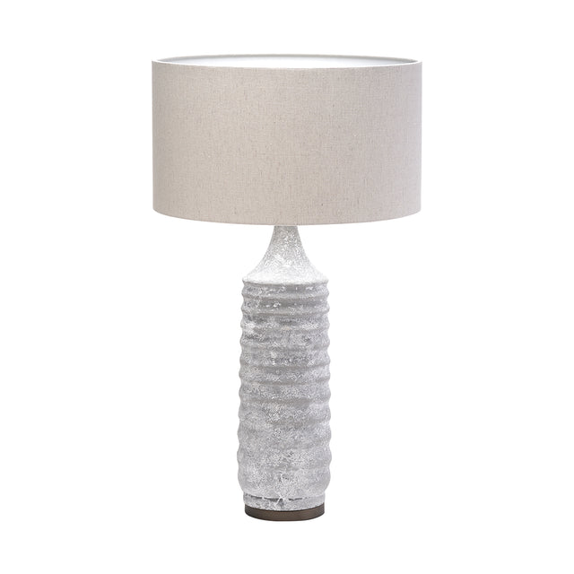 Harlan Gray Beige-Toned Fabric Shade Concrete Base Table Lamp - Ornate Home