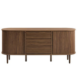 Harlan Walnut 67" Fluted Oval Sideboard Cabinet - Ornate Home