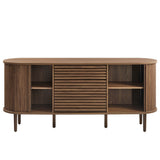 Harlan Walnut 67" Fluted Oval Sideboard Cabinet - Ornate Home