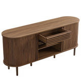 Harlan Walnut 67" Fluted Oval Sideboard Cabinet - Ornate Home
