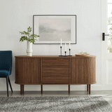 Harlan Walnut 67" Fluted Oval Sideboard Cabinet - Ornate Home