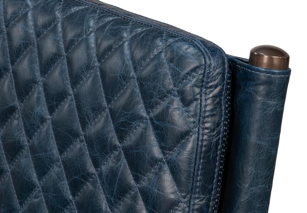 Harley Blue Leather Chair - Ornate Home