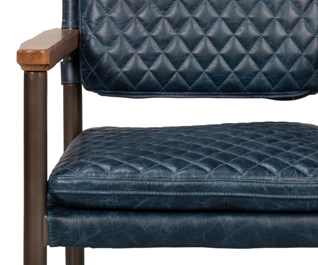 Harley Blue Leather Chair - Ornate Home