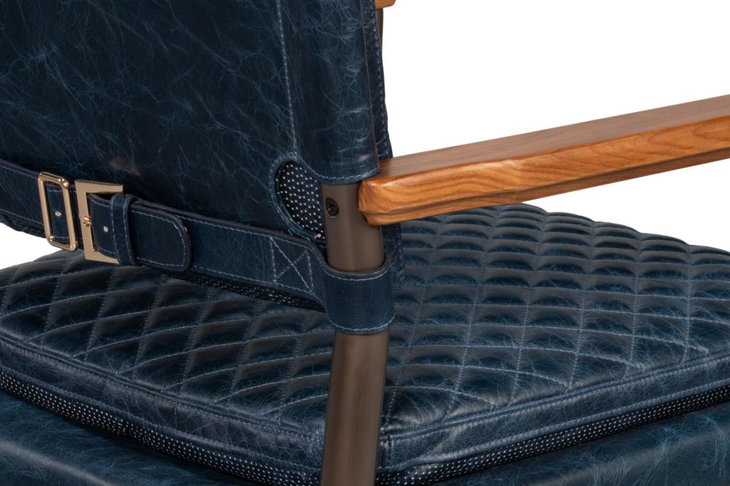 Harley Blue Leather Chair - Ornate Home