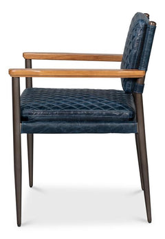 Harley Blue Leather Chair - Ornate Home